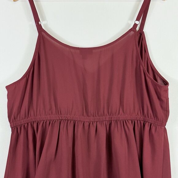 Torrid Maroon Crepe Fit Flare Wrap Front Cami Shirt Strappy Tank Top Womens 2 2X - Picture 5 of 7